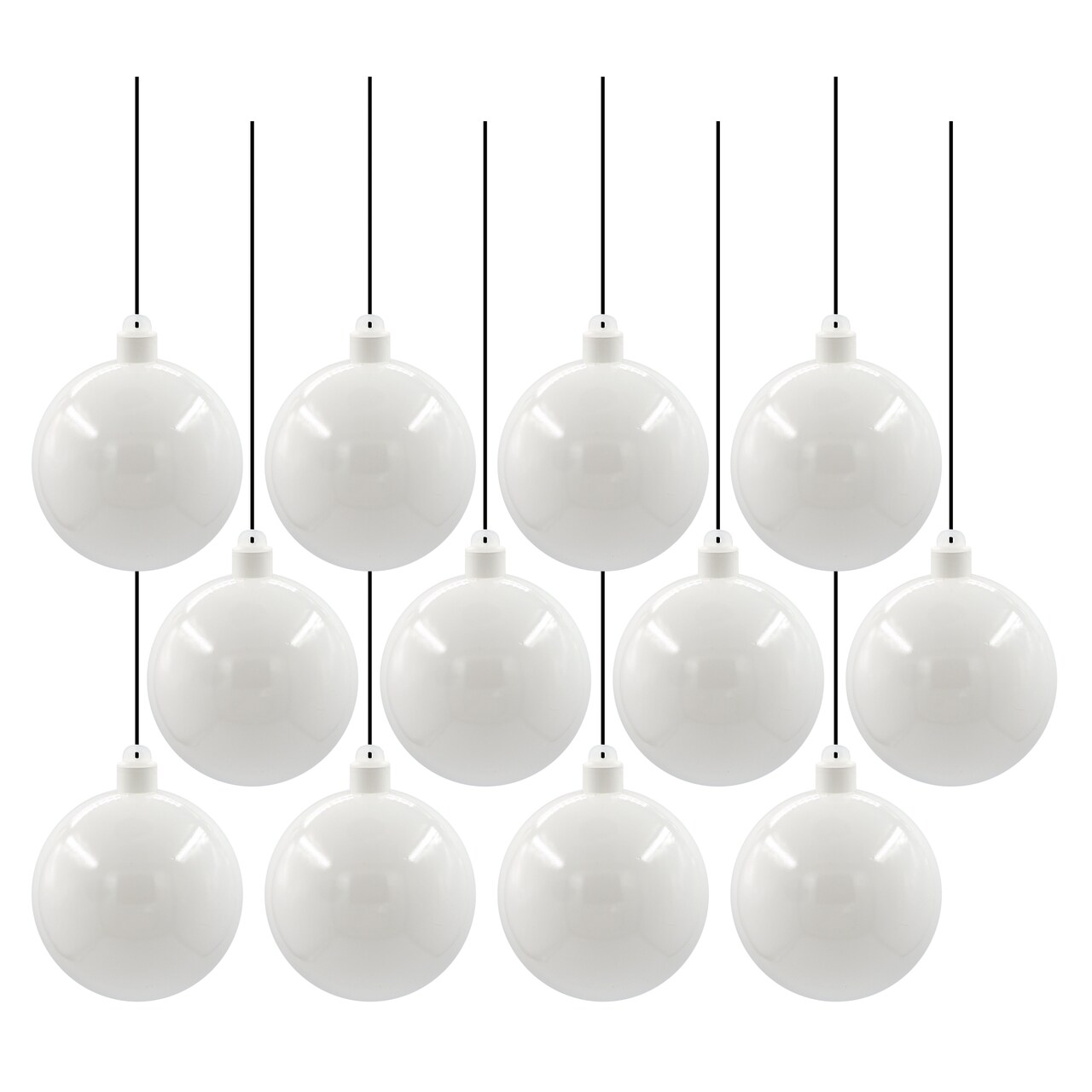 12 Pack 100mm 4" Shiny White Ball Ornament with Wire and UV Coating